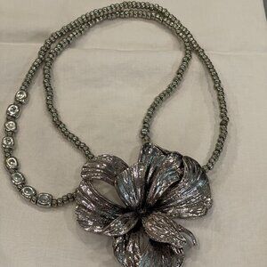Sterling Silver Flower Necklace with 15" Chain